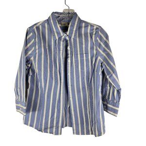 LL Bean Boys Striped Button-Down Shirt Long Sleeve 100% Cotton jh1844
